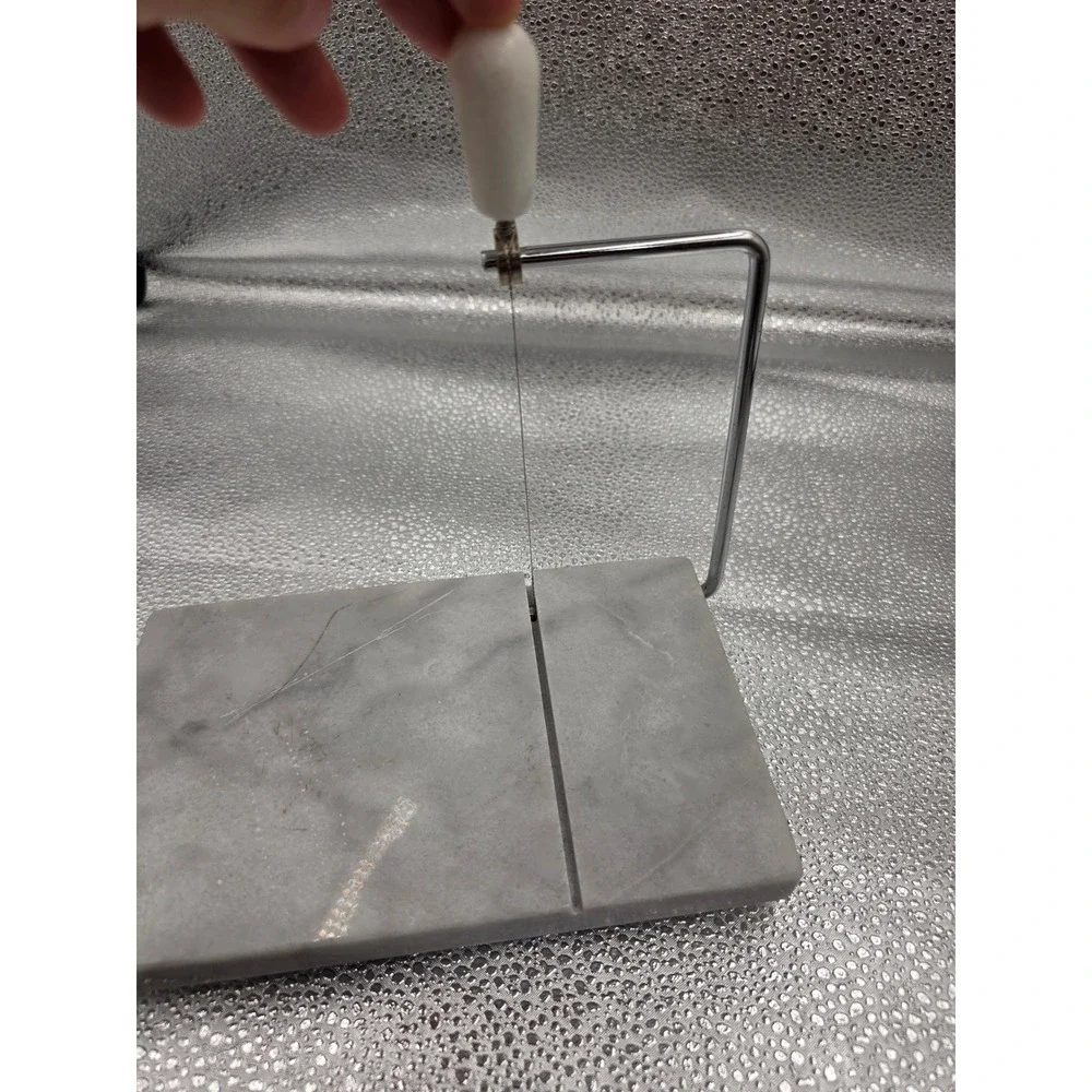 Grey Marble Cheese Slicer Board Stainless Steel Wire Cutter‎ Charcuterie O2